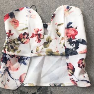 Floral print crop top shirt